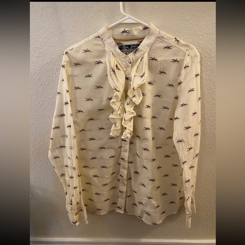 British Joules Equestrian Top Blouse Horse Rider UK 18 US 14 Excellent